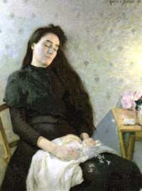 The sleeping flower girl 1892 by Eugene Assezat de Bouteyre